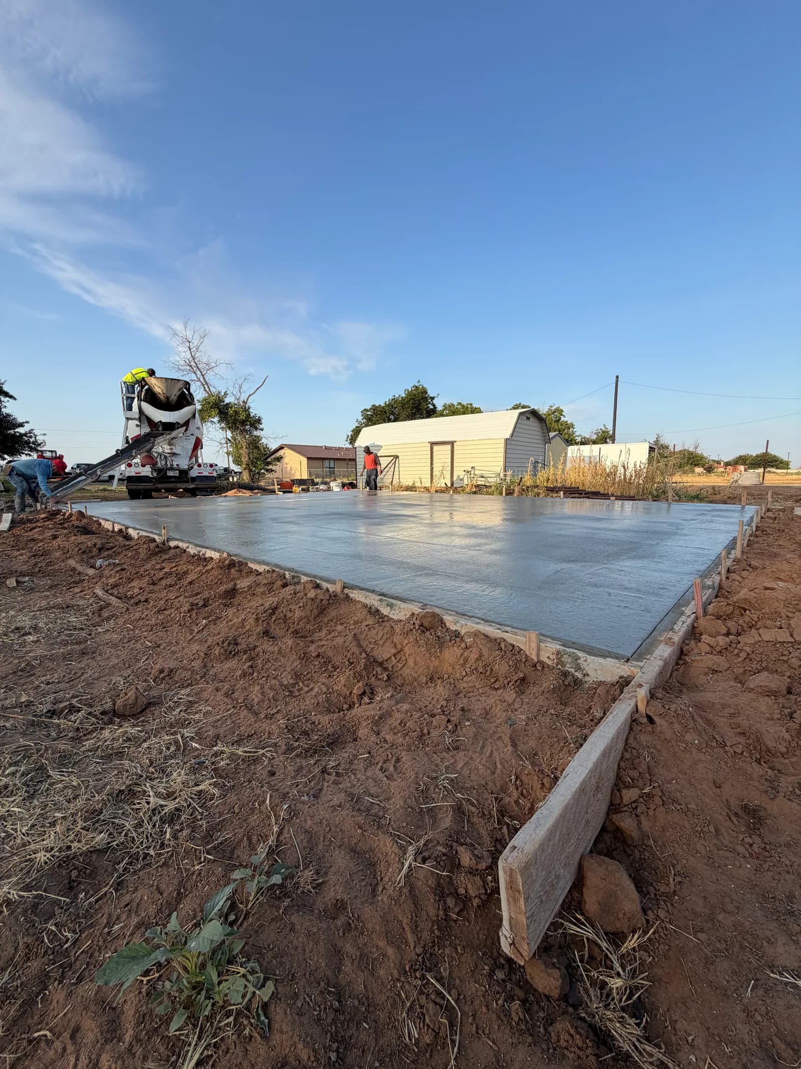 Vernon 24' x 30' Metal Building Foundation — completed level pad in Vernon, TX