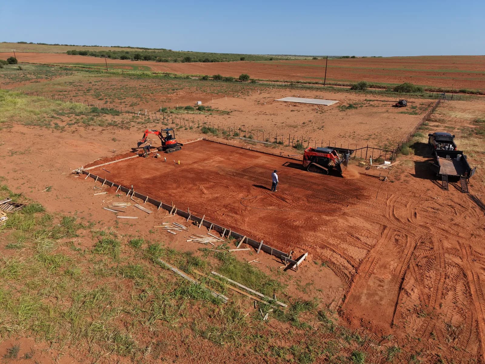 Paducah 50' x 70' Metal Building Foundation — excavation and forming in Paducah, TX