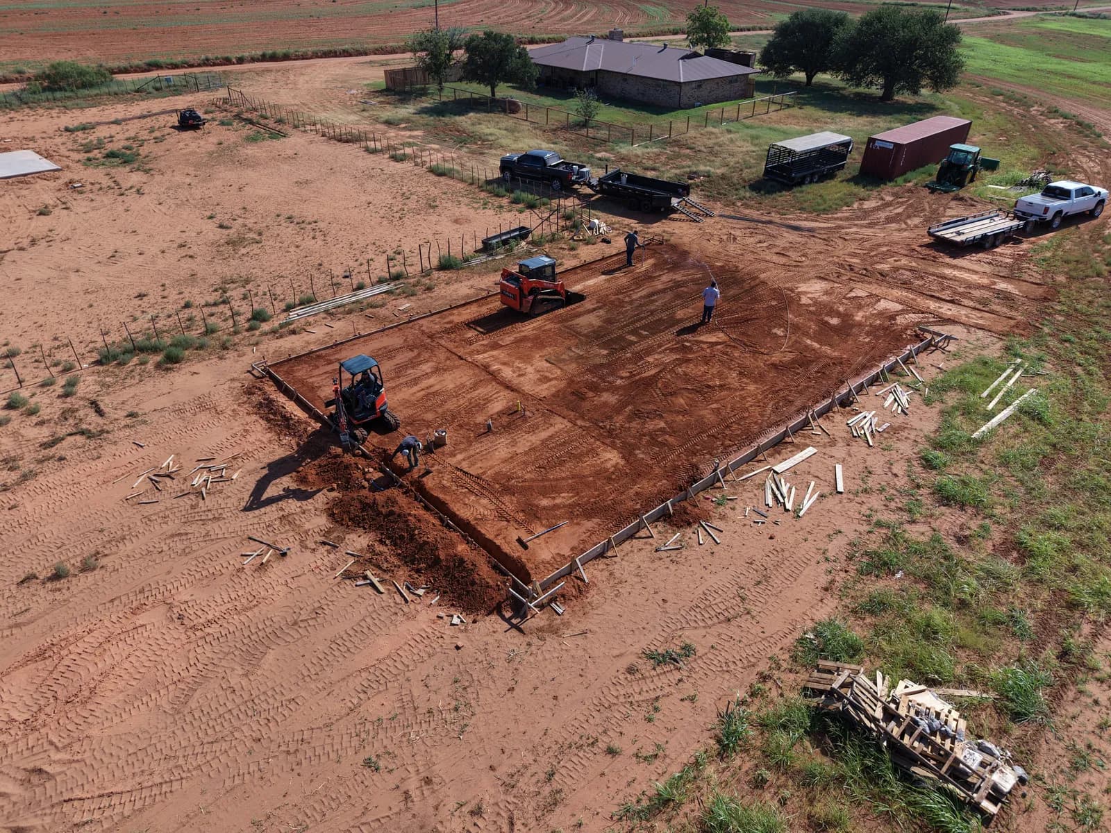 Paducah 50' x 70' Metal Building Foundation — site prep to the building footprint in Paducah, TX