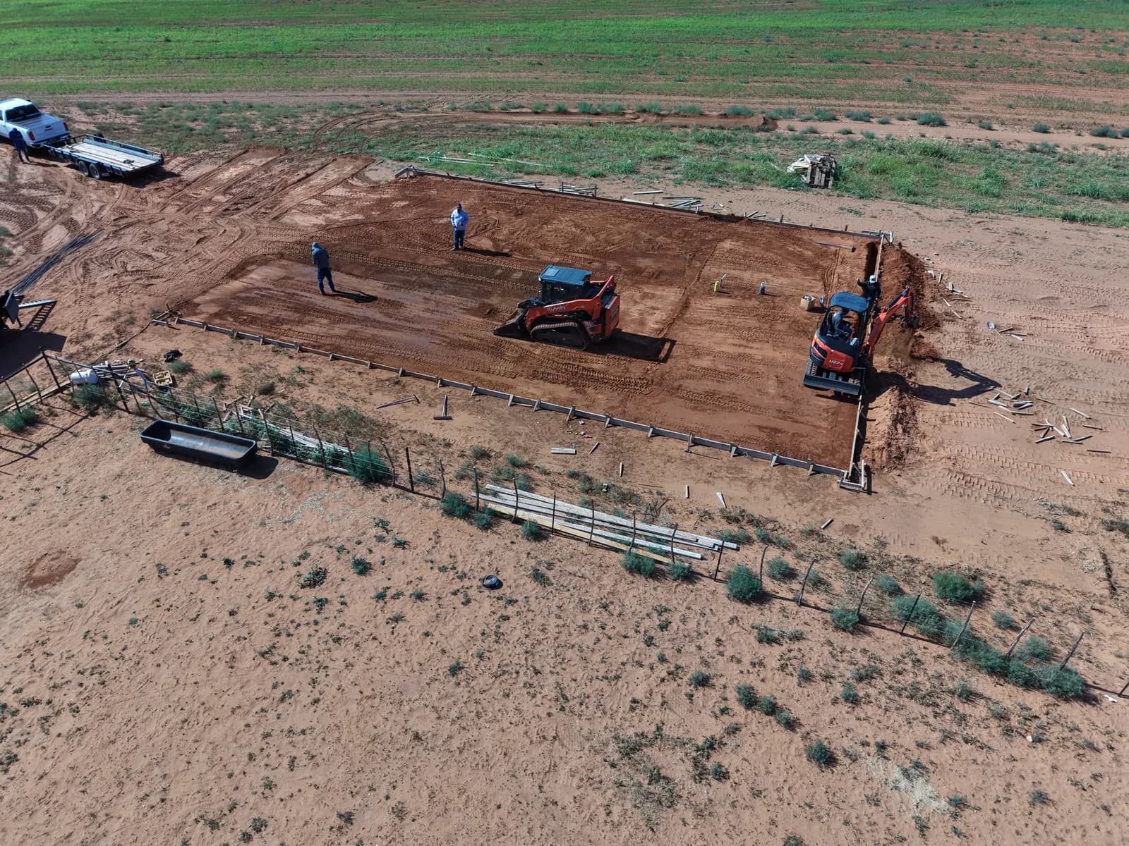 Paducah 50' x 70' Metal Building Foundation — formed pad ready for the pour in Paducah, TX